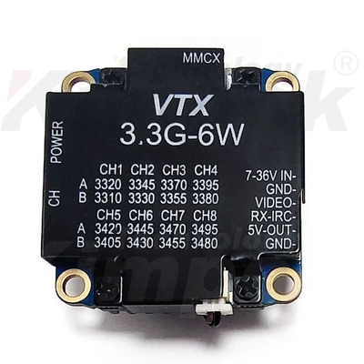 3.3G 6W Trasmettitore video 3.3Ghz FPV VTX 8 canali Trasmissione video audio a lungo raggio