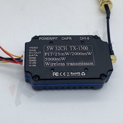 Trasmettitore FPV ad alta potenza da 5W 1.3GHz 32CH 24.5g Ultra-Light per le corse di droni ad alta velocità a lungo raggio, trasmissione di immagini a bassa latenza