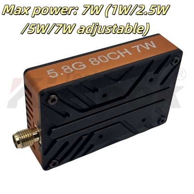 Trasmettitore video FPV 7W 5.8G VTX 80CH Trasmissione FPV 5.8Ghz VTX per FPV Racing Peso 56g Trasmissione a lungo raggio ad alta potenza